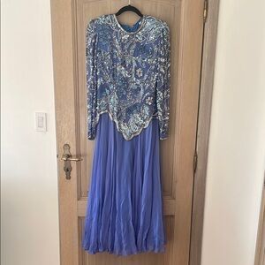 Elegant Blue Embellished Dress